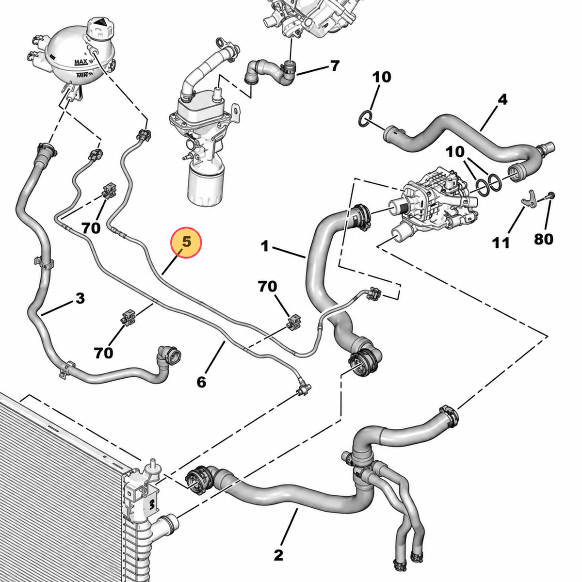 Tubo de Agua Peugeot 308 508 3008 5008 2.0 Bluehdi