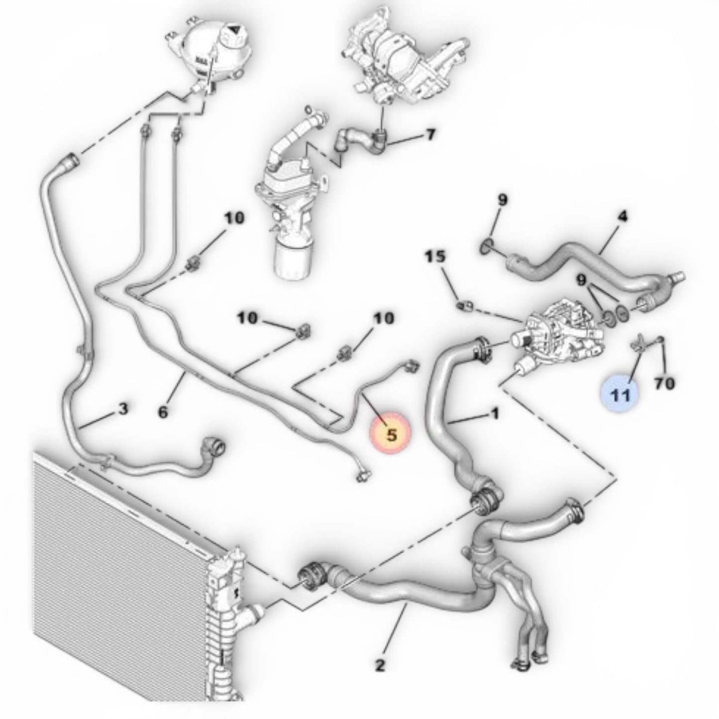 Tubo Manguera Depósito de Agua a Termostato Peugeot Expert IV Traveller 2.0 Bluehdi