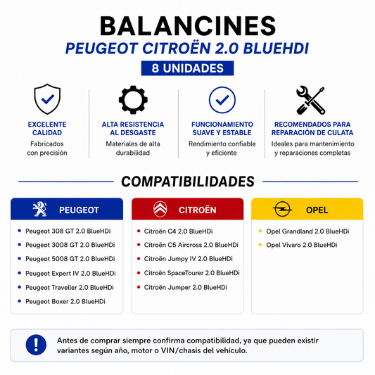 Balancines Citroen C4 C5 Aircross Jumpy 2.0 Bluehdi 8 Unidades