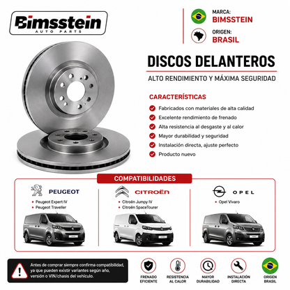 Par Discos de Freno Delanteros Opel Vivaro