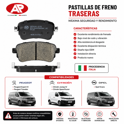 Pastillas de Freno Traseras Citroen Jumpy IV Spacetourer 2017-2024