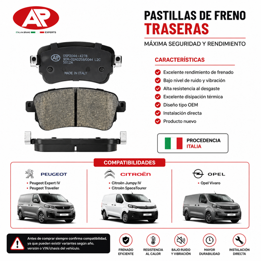 Pastillas de Freno Traseras Opel Vivaro