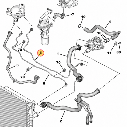 Tubo de Agua Peugeot 308 508 3008 5008 2.0 Bluehdi