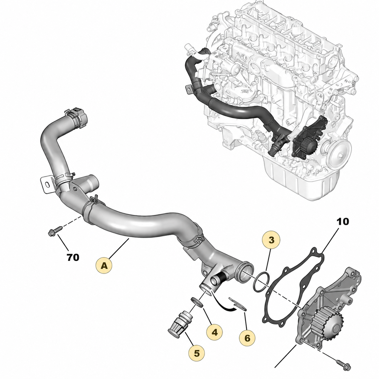 Colector Tubo de Agua Original Peugeot Partner B9/K9 1.6 Hdi Euro 5