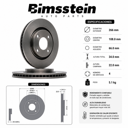 Discos de Freno Delanteros Citroen C3 C4 cactus C-elisee